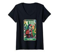 Femme The Rebel Welder Carte de Tarot Squelette Punk pour soudage Gothique T-Shirt avec Col en V