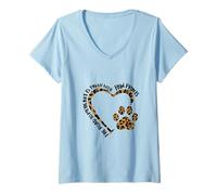 Femme The Road to My Heart Empreintes de Pattes léopard T-Shirt avec Col en V