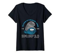 Femme The Schtroumpfs Movie 3.0 Welcome to The Schtroumpf-Verse T-Shirt avec Col en V