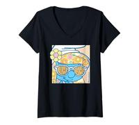 Femme The Schtroumpfs Movie Groovy Summer Smurfette Flower Power T-Shirt avec Col en V