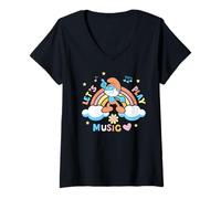 Femme The Schtroumpfs Movie Let's Play Music Papa Schtroumpf Dance T-Shirt avec Col en V