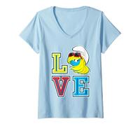 Femme The Schtroumpfs Movie Schtroumpfette Love College Sports Text T-Shirt avec Col en V