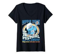 Femme The Schtroumpfs Movie Summer Hippy Days Music Festival T-Shirt avec Col en V