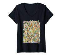Femme The Simpsons All of Springfield Complete Cast of Characters T-Shirt avec Col en V