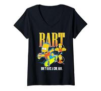 Femme The Simpsons Bart Don't Have A Cow Man Skateboarding Montage T-Shirt avec Col en V