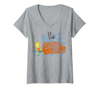 Femme The Simpsons El Barto Bart Graffiti of Family on Sofa T-Shirt avec Col en V