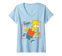 Femme The Simpsons El Barto Bart Running & Smiling Dark Text T-Shirt avec Col en V