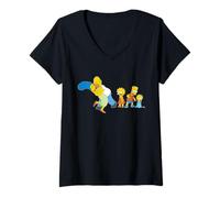 Femme The Simpsons Marge Homer Bart Lisa Maggie Kiss T-Shirt avec Col en V