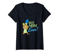 Femme The Simpsons Marge Simpson Best Mom Ever T-Shirt avec Col en V
