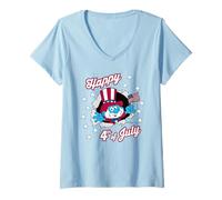 Femme The Smurfs 4th of July Papa Smurf Uncle Sam USA Cartoon T-Shirt avec Col en V