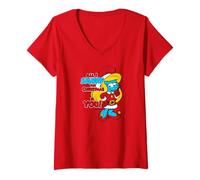 Femme The Smurfs All I Smurf for Christmas Smurfette Cartoon T-Shirt avec Col en V