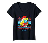 Femme The Smurfs Christmas Ugly Sweater T-Shirt avec Col en V