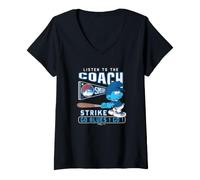 Femme The Smurfs Coach Strike Go Blues Baseball T-Shirt avec Col en V
