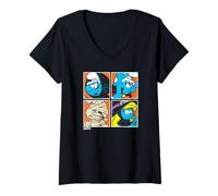 Femme The Smurfs Halloween Dress Up Pop Art Retro Cartoon T-Shirt avec Col en V