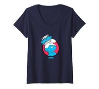 Femme The Smurfs I Don't Smurf Around Retro Cartoon T-Shirt avec Col en V