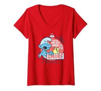 Femme The Smurfs Jingle Bells Smurfy Christmas T-Shirt avec Col en V