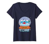Femme The Smurfs Merry Christmas Let It Smurf T-Shirt avec Col en V