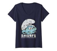 Femme The Smurfs Movie Bringing Happiness Comic Book Pattern T-Shirt avec Col en V