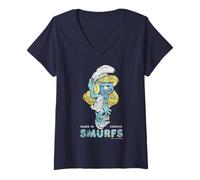 Femme The Smurfs Movie Smurfette Made in Comics Comic Book Pattern T-Shirt avec Col en V