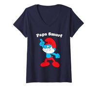 Femme The Smurfs Papa Smurf Strike a Pose Dad T-Shirt avec Col en V