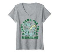 Femme The Smurfs St. Patrick's Day Just Here for The Shenanigans T-Shirt avec Col en V