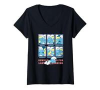 Femme The Smurfs Sunday Lazy Morning Weekly Schedule T-Shirt avec Col en V