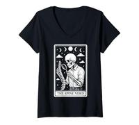 Femme The Spine Nerd Chiropractor Carte de Tarot Squelette chiropratique T-Shirt avec Col en V