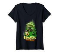 Femme The Spongebob Movie: Search for Squarepants Dutchman Green T-Shirt avec Col en V