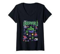 Femme The Spongebob Movie: Search for Squarepants The Underworld T-Shirt avec Col en V