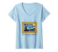 Femme The Starry Night Tee Shirts, Cool Vincent Van Gogh Painter T-Shirt avec Col en V