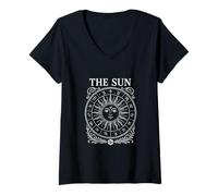 Femme The Sun - Mystique Soleil, Astrologie & Zodiaque Design T-Shirt avec Col en V