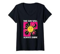 Femme The Sun Will Always Shine (Graphique Spirituel Boho) T-Shirt avec Col en V