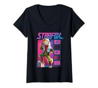 Femme The Super Mario Galaxy Movie Fox McCloud Retro Hero T-Shirt avec Col en V