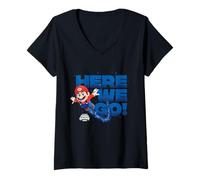 Femme The Super Mario Galaxy Movie Mario Here We Go! T-Shirt avec Col en V