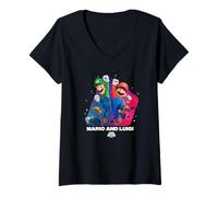 Femme The Super Mario Galaxy Movie Mario & Luigi Jump T-Shirt avec Col en V