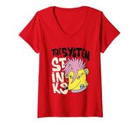Femme The System Stinks - Illustration de Rat Rebelle T-Shirt avec Col en V