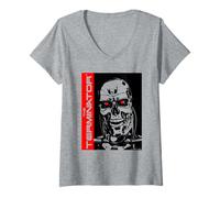 Femme The Terminator High Contrast Endoskeleton Robot Action Movie T-Shirt avec Col en V