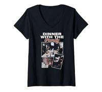 Femme The Texas Chainsaw Massacre Dinner with the Family Horror T-Shirt avec Col en V