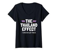 Femme The Thailand Effect - I Wanna Go Back Funny Travel Thailand T-Shirt avec Col en V