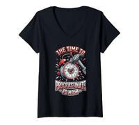 Femme The Time to Procrastinate is Now Funny Later Réveil T-Shirt avec Col en V