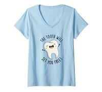 Femme The Tooth Will Set Free Funny Dental Pun T-Shirt avec Col en V