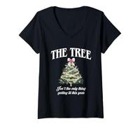 Femme The Tree is Lit Funny Christmas T-Shirt avec Col en V