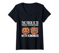 Femme The Trick is to Traiter Everyone with Kindness Cute Awareness T-Shirt avec Col en V