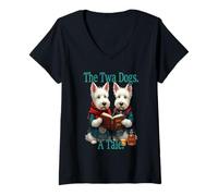Femme The Twa Dogs. A Tale. Burns lu par Scottish Westies T-Shirt avec Col en V