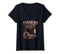 Femme The Vampire Diaries Damon T-Shirt avec Col en V