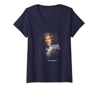 Femme The Vampire Diaries Klaus Never Destroy T-Shirt avec Col en V, Bleu Marine, XXL