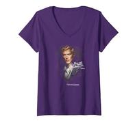 Femme The Vampire Diaries Klaus Never Destroy T-Shirt avec Col en V, Violet, L