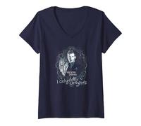 Femme The Vampire Diaries Originals T-Shirt avec Col en V, Bleu Marine, S