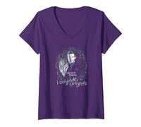 Femme The Vampire Diaries Originals T-Shirt avec Col en V, Violet, XL