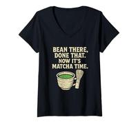 Femme Thé Vert Matcha Citation caféine Matcha Amant Jeu de Mots Graphique T-Shirt avec Col en V